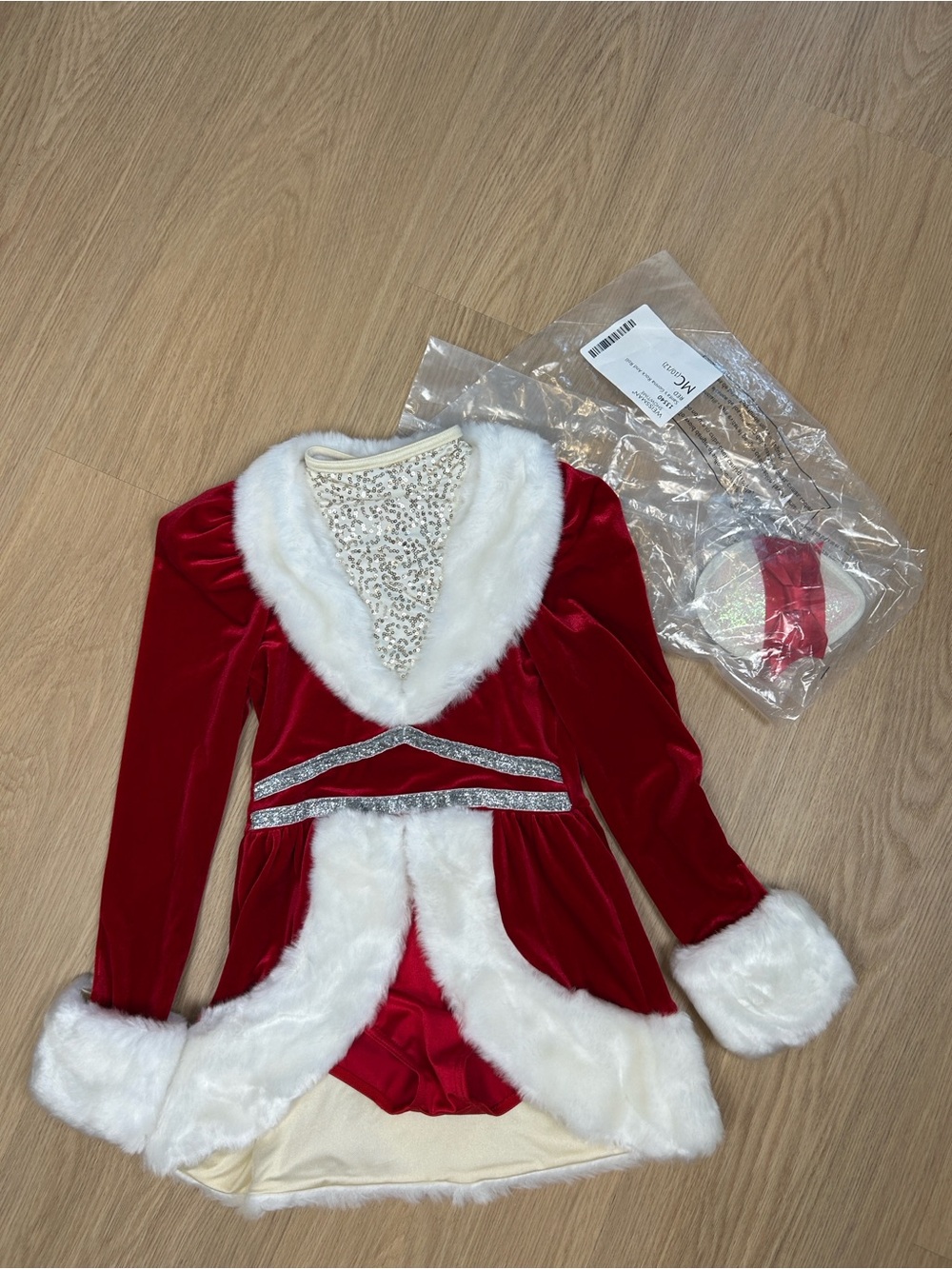 NWT Weissman 13540 Santa’s Gonna Rock And Roll Velvet Faux Fur Trim Costume MC - Picture 3 of 9